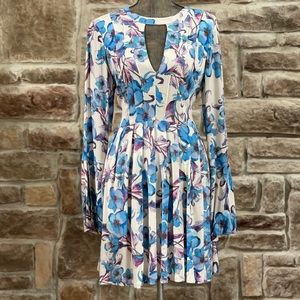 NWT- Free People Blue and Purple Keyhole Dress, Size 10